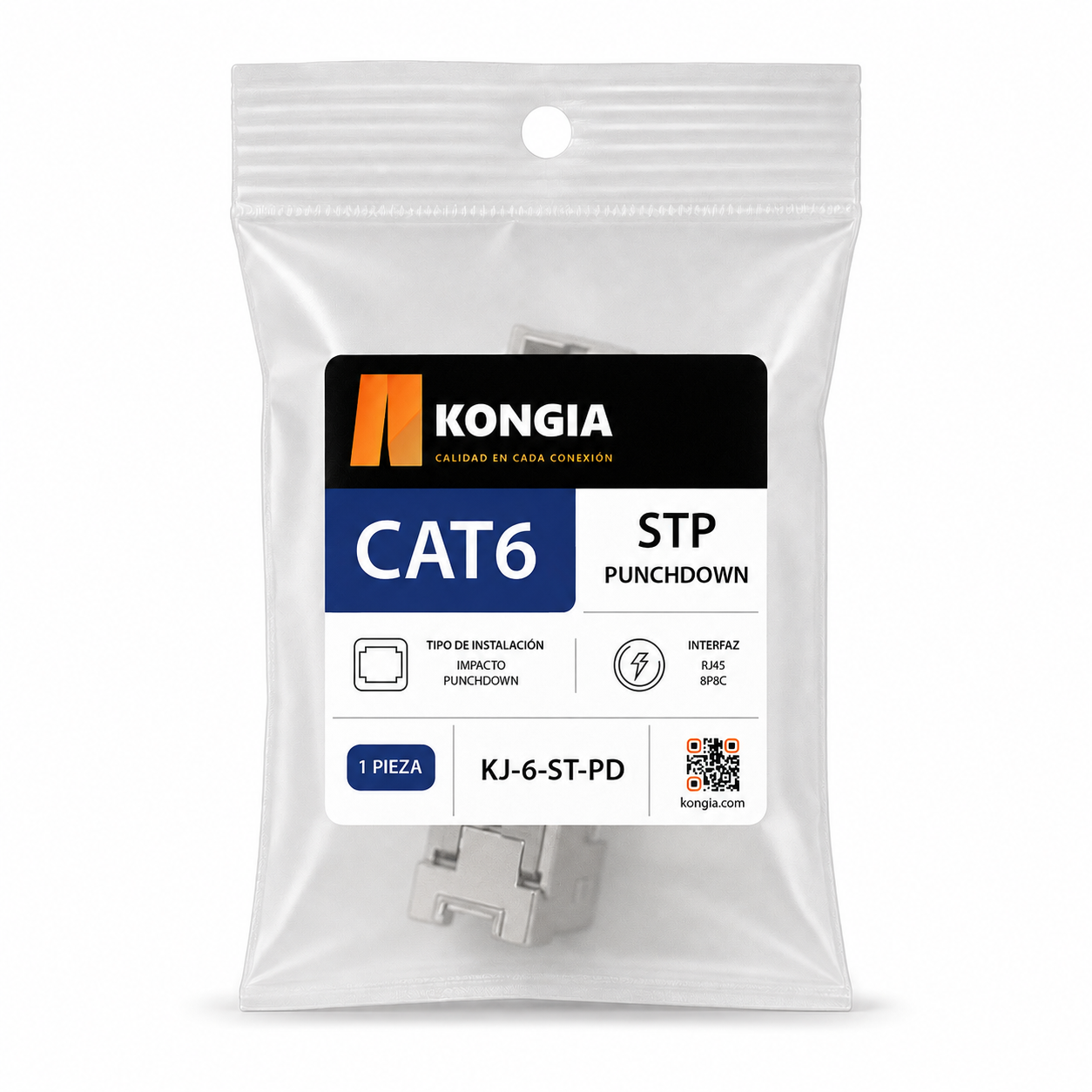 Módulo Jack Keystone CAT6 Blindado, Punchdown, con Terminación en Ángulo 180°