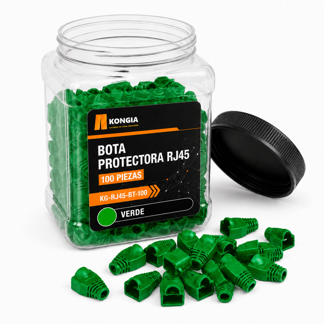 Bota Plástica para Protección de Plug RJ45, Bote 100 Piezas, Color