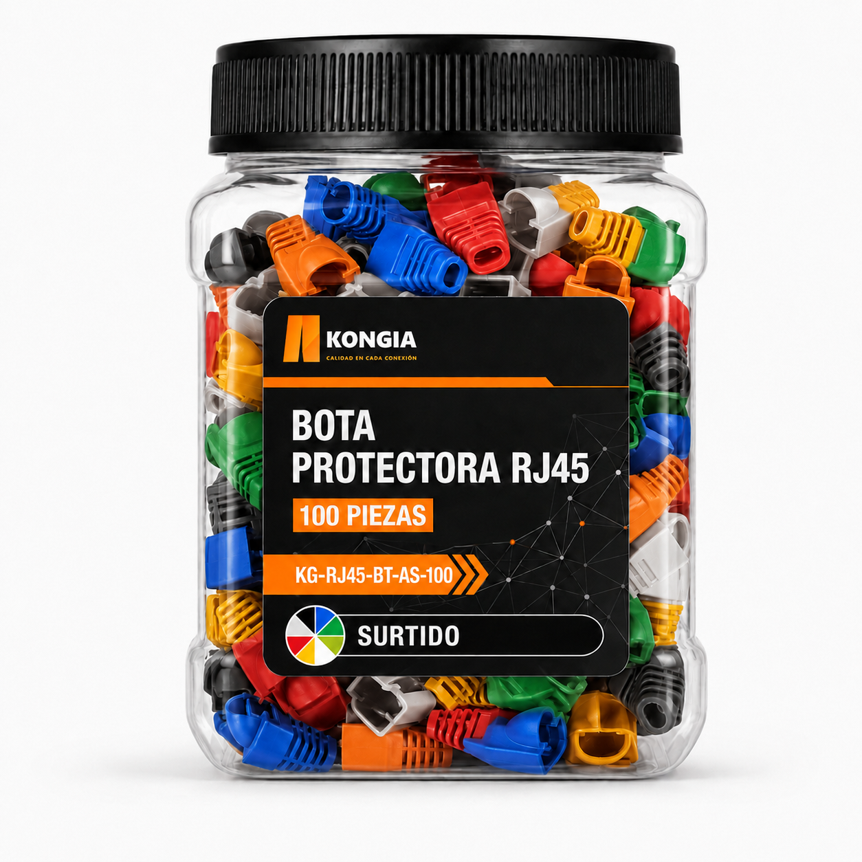Bota Plástica para Protección de Plug RJ45, Bote 100 Piezas, Color