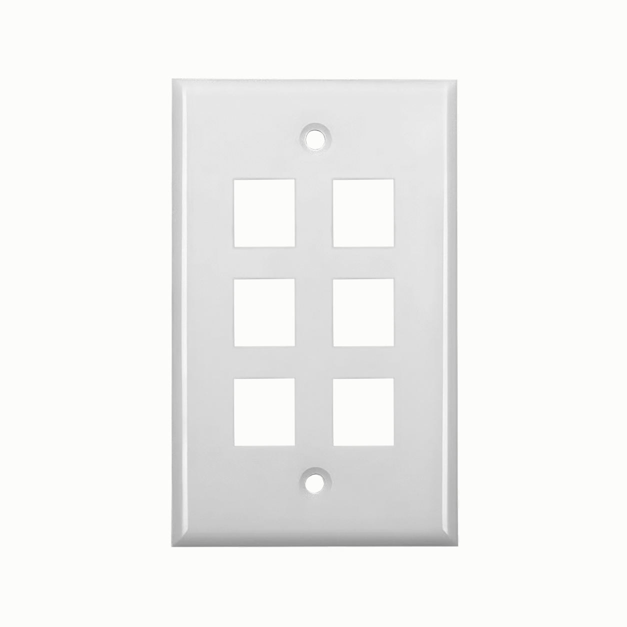 Placa de Pared para 6 Puertos Keystone, Color Blanco