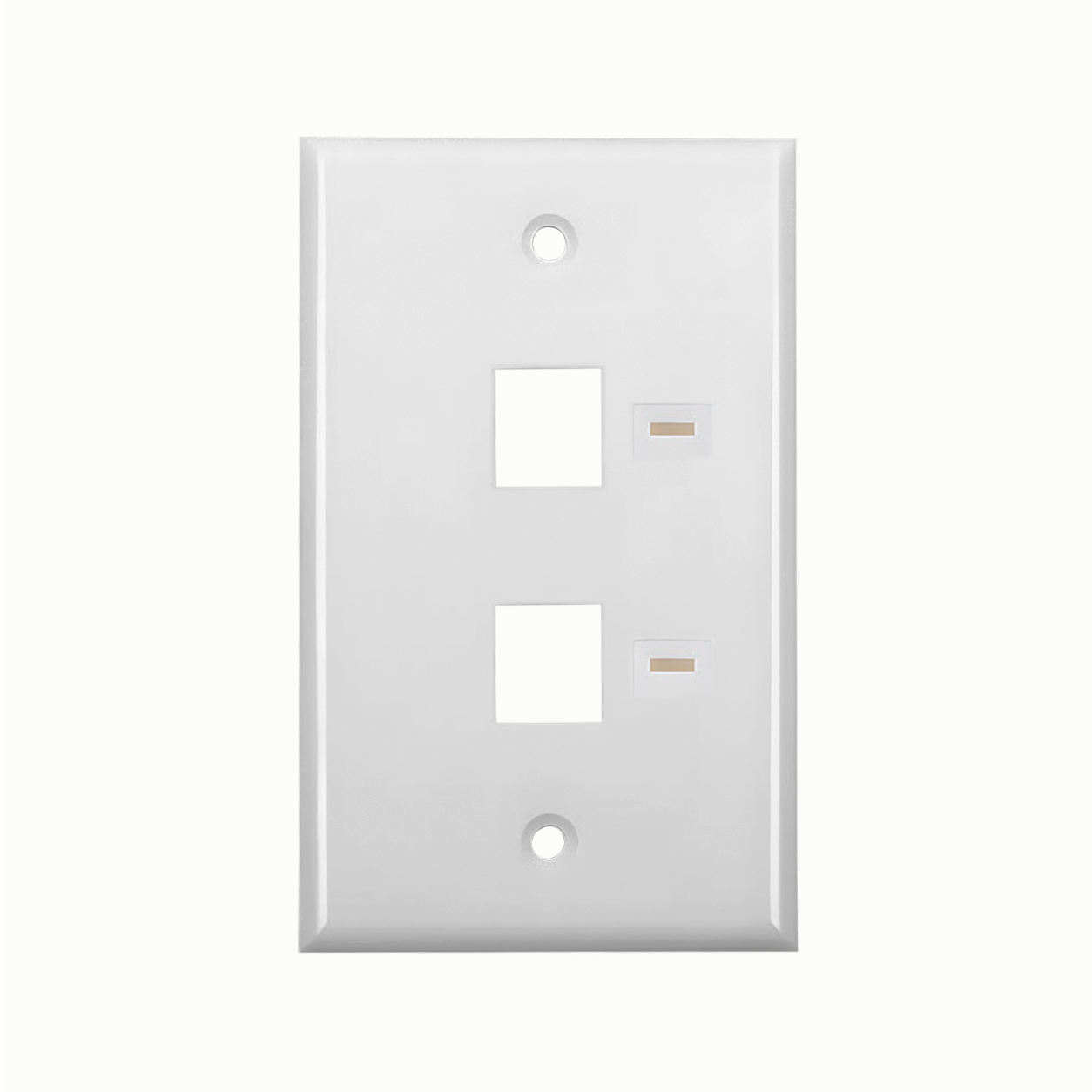 Placa de Pared para 2 Puertos Keystone, Espacio para Etiquetas, Color Blanco