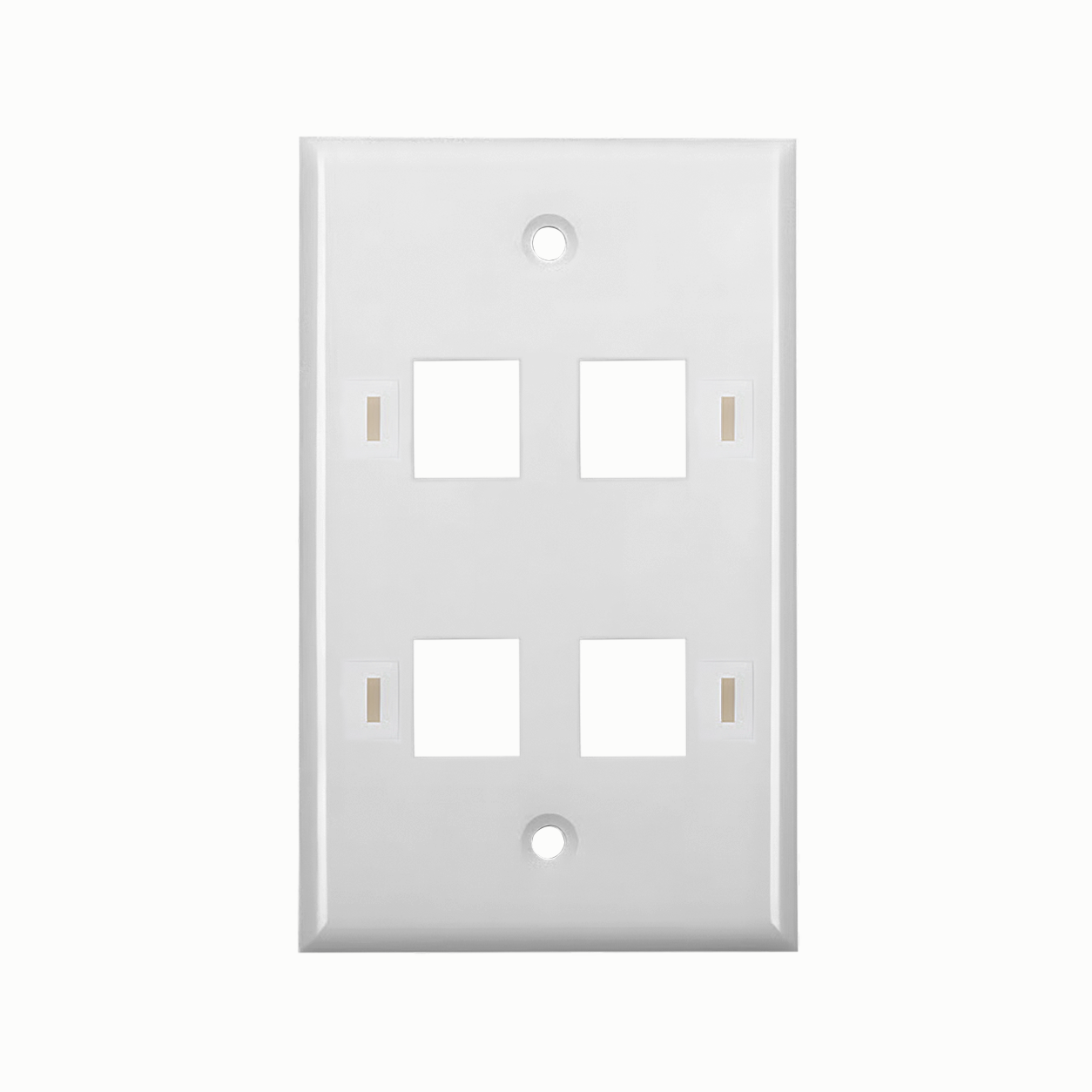 Placa de Pared para 4 Puertos Keystone, Espacio para Etiquetas, Color Blanco